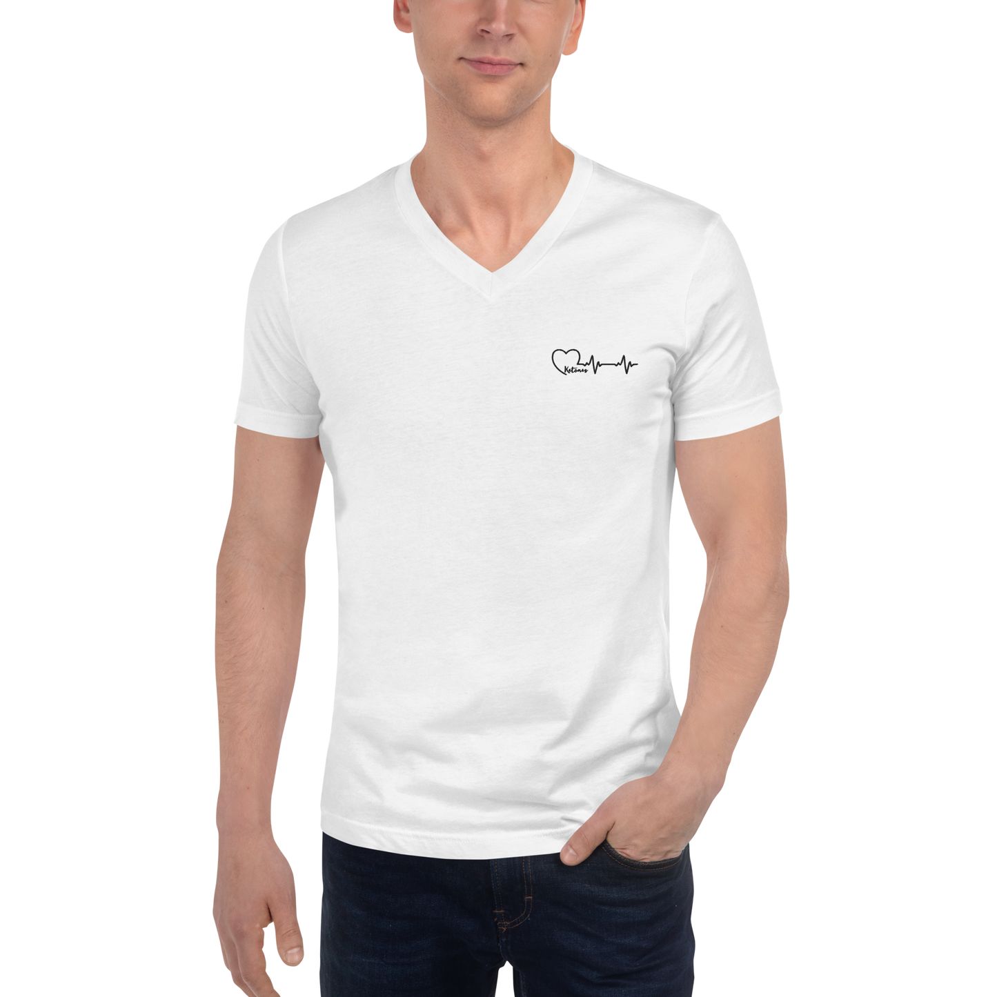 Kurzärmeliges Unisex-T-Shirt mit V-Ausschnitt "LoveKetones"